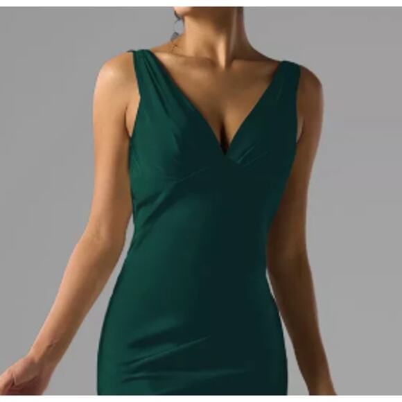 AW BRIDAL 4 S hunter green  Rachael formal wedding prom maxi dress NEW 0b15 - Picture 3 of 8